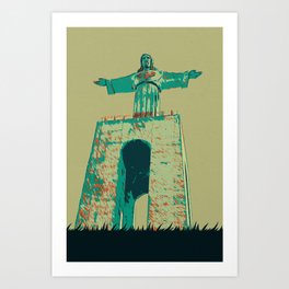 Iconic Christ the King in Almada Art Print Art Print