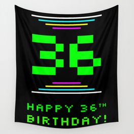 [ Thumbnail: 36th Birthday - Nerdy Geeky Pixelated 8-Bit Computing Graphics Inspired Look Wall Tapestry ]