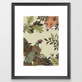 Fox & Pheasant Framed Art Print