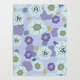 floral vibes blue Poster