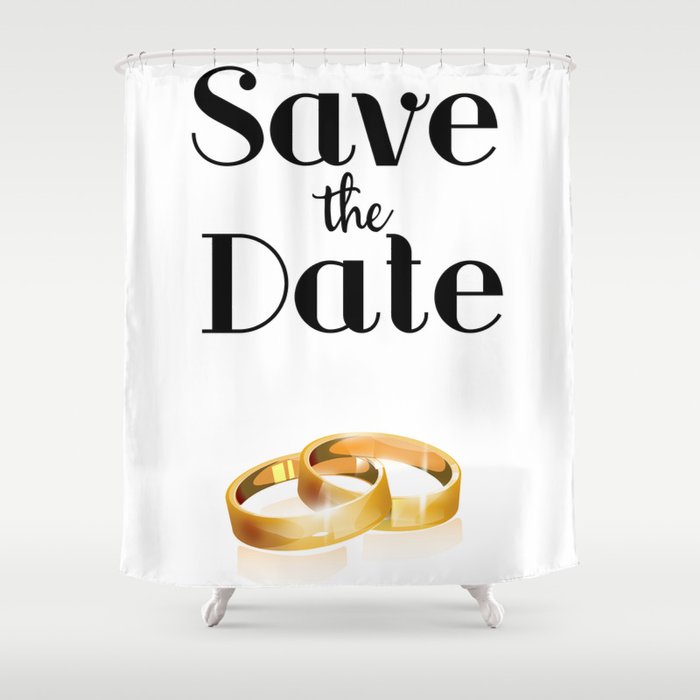 Save The Date Gold Rings Shower Curtain By Nicholasgreen Society6