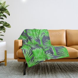 Palm Springs Silhouette Kelly Green on Navy Throw Blanket