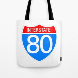 80 Interstate Red & Blue - Classic Vintage Retro American Highway Sign Tote Bag