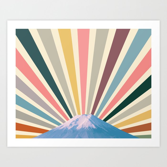 Fuji sun retro Art Print