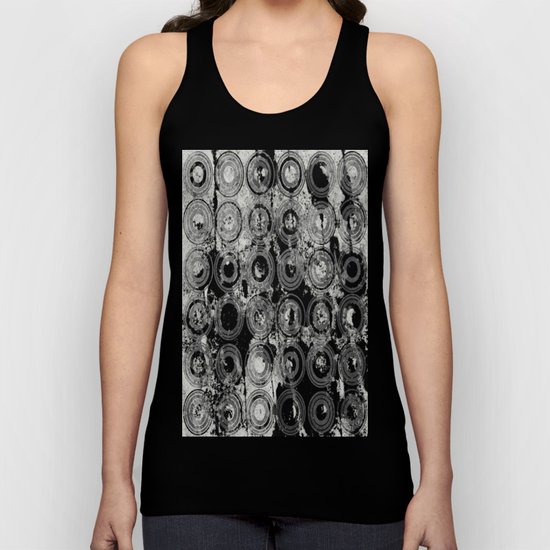 Urban Rings IV - Black and white textured abstract Unisex Tank Top