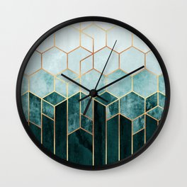 Teal Hexagons Wall Clock