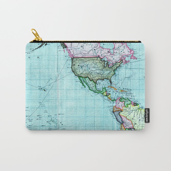 Turquoise Map Pattern Carry-All Pouch