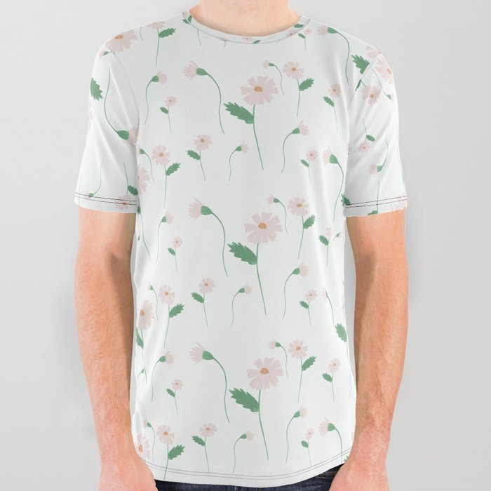 Small wildflowers daisies on white All Over Graphic Tee