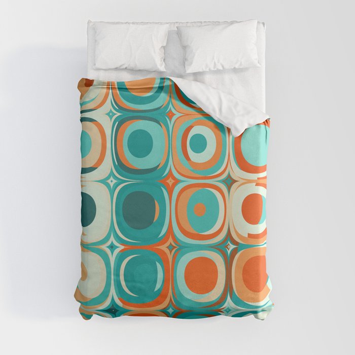 Orange and Turquoise Dots Duvet Cover