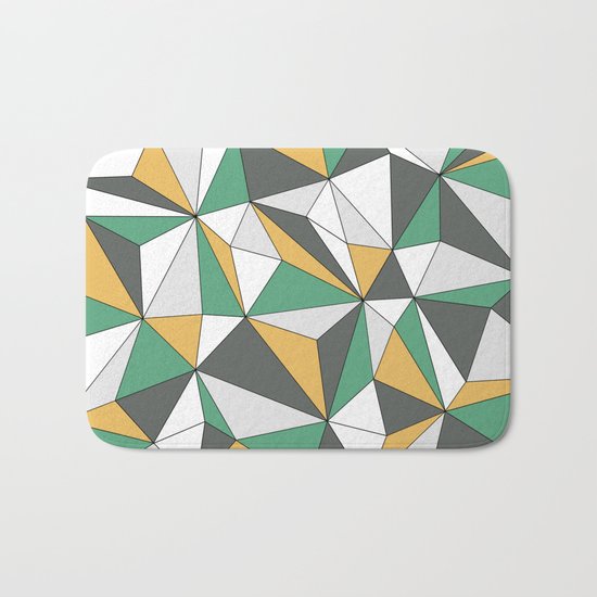 Geo - orange, green, gray and white. Bath Mat