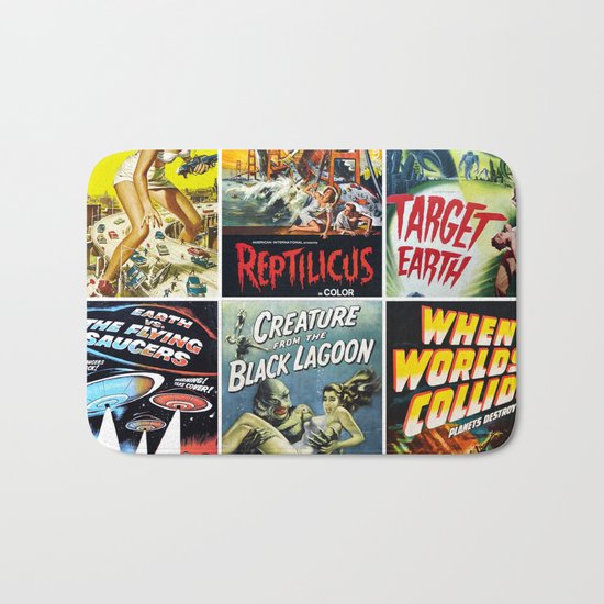 Vintage Sci-Fi Movie Poster Collage Bath Mat