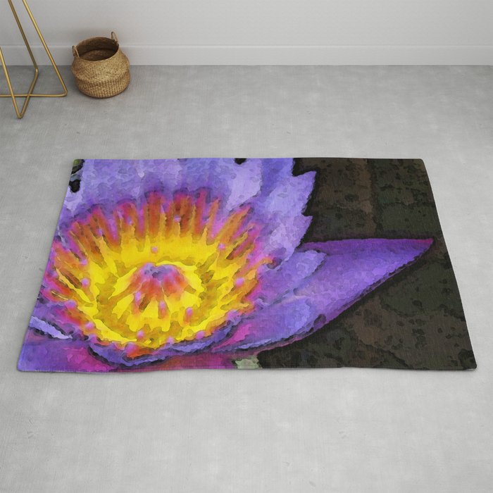 Purple Lotus Flower Zen Art Painting Rug By Sharoncummings