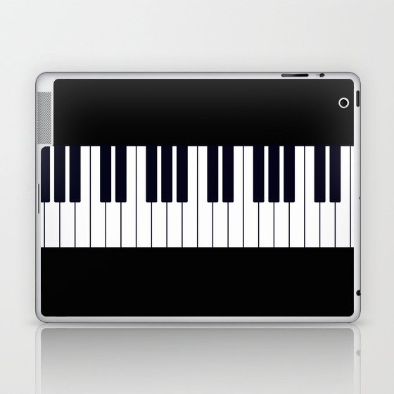 Piano Keys - Black and white simple piano keys pattern minimalistic music themed artwork Laptop & iPad Skin