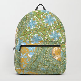Patchwor indian floral and paisley - green backgound Backpack