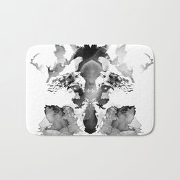 Rorschach Bath Mat | Animal, Illustration, Watercolor, Forest, Painting, Black and White, Wolf, Splatter, Watchmen 