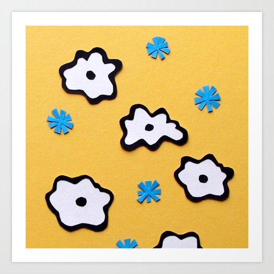 Dutch Flowers on Yellow Art Print