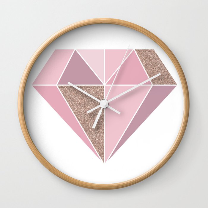 Shades Of Rose Gold Diamond Wall Clock Shades Of Rose Gold Diamond Wall Clock
