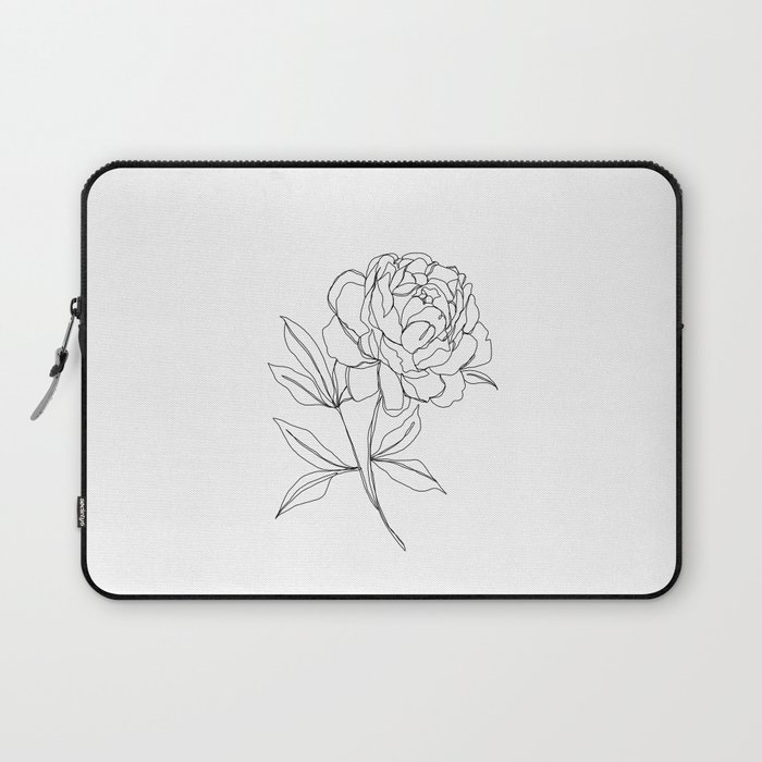 Botanical Illustration Line Drawing Peony Laptop Sleeve By Thecolourstudy Society6