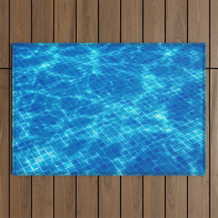 Swimming Pool water, Ripple Water, Sun Reflection Outdoor Rug