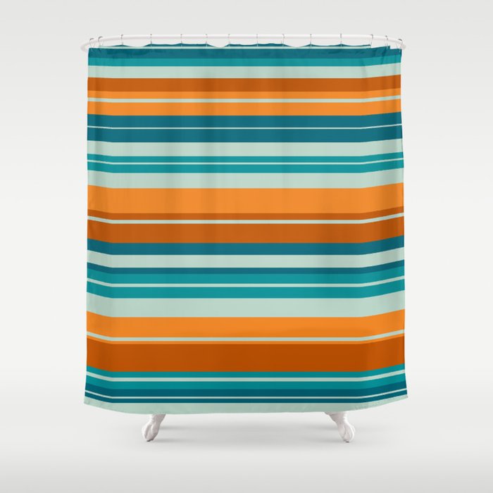 Summer Stripes Horizontal Pattern in Orange, Rust, Teal, Aqua, and ...