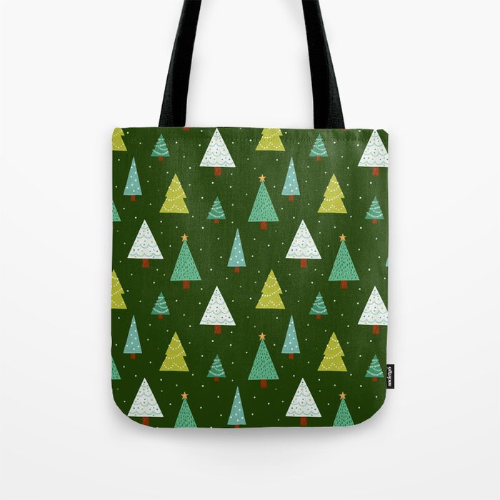 Holly Jolly Christmas Trees - Green Tote Bag