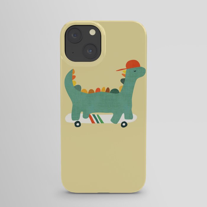 Dinosaur on retro skateboard iPhone Case