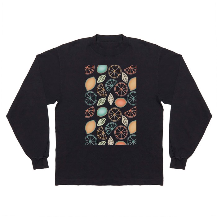 Citrus Slices on Navy Long Sleeve T Shirt