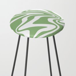 Modern Liquid Swirl Abstract Pattern white and green Counter Stool