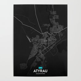 Atyrau, Kazakhstan - Dark City Map Poster