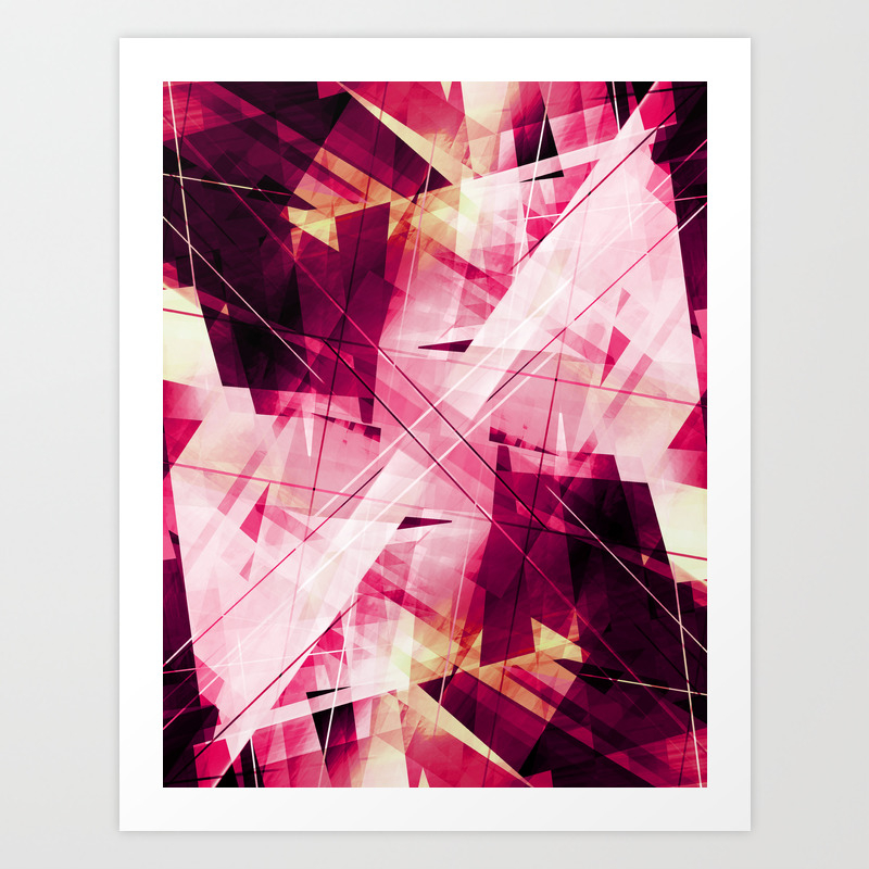Ruckus In Red Geometric Abstract Art Art Print By Ovko Society6
