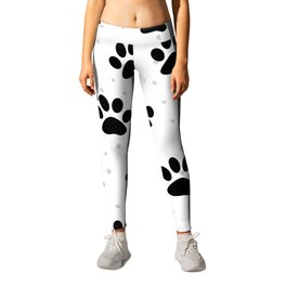 Dog Paw Black Steps Animal Simple Gray Dots Pattern Leggings | Dogpaws, Paws, Animallover, Digital, Animal, Dogowner, Doglover, Black And White, Pattern, Animalprint 