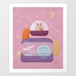 Cute Hamster in Space Cage Art Print
