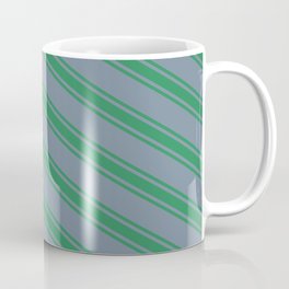 [ Thumbnail: Light Slate Gray and Sea Green Colored Striped/Lined Pattern Coffee Mug ]