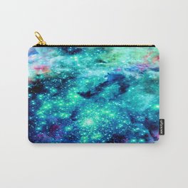 Colorful Teal Galaxy Sparkle Stars Carry-All Pouch