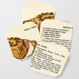 Vintage Recipe Maple Syrup Cake and Illustration Coaster