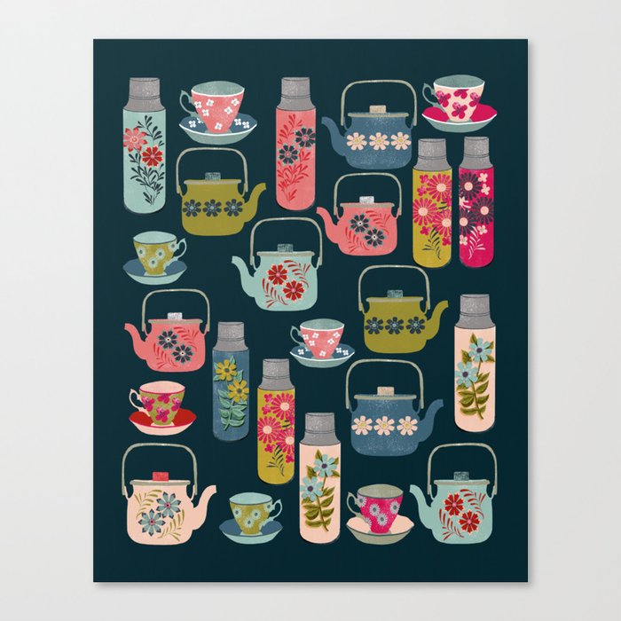 Vintage Thermos - Teacups and Teapots by Andrea Lauren Canvas Print