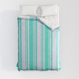 [ Thumbnail: Lavender & Turquoise Colored Pattern of Stripes Comforter ]