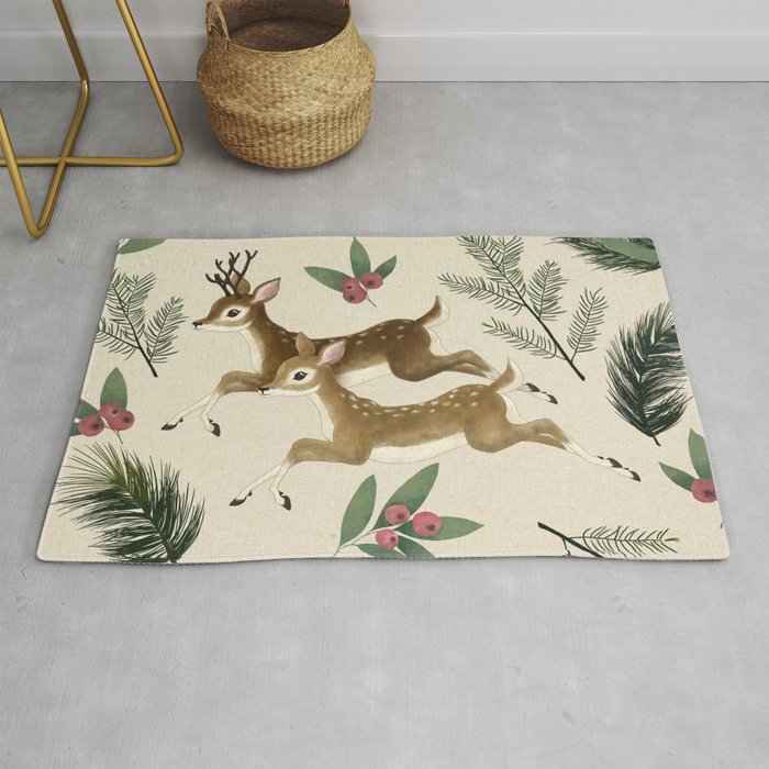 winter deer // repeat pattern Rug