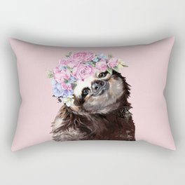 Gorgeous Sloth with Flower Crown in Pink Rectangular Pillow