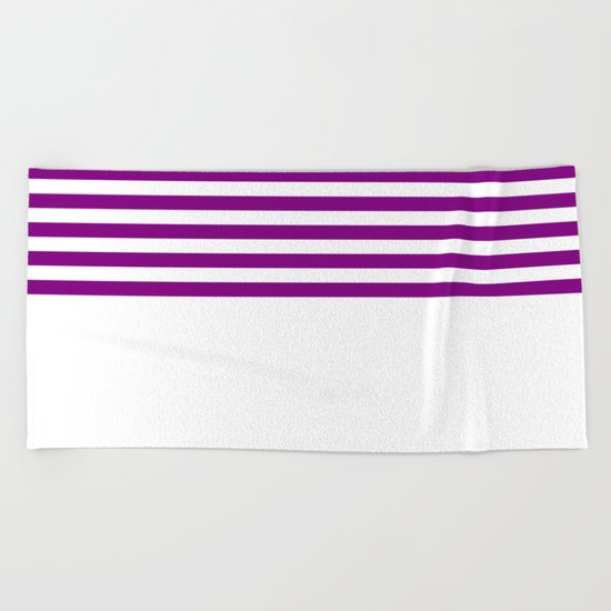 Horizontal Stripes (Purple/White) Beach Towel