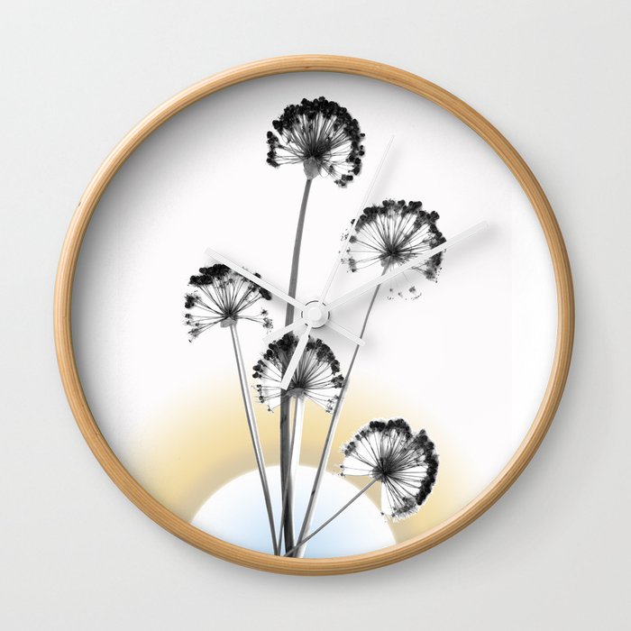 Black And White Flower Wallpaper And The Sun Flower Decor Printable Art Wall Clock By Albertinaevelyn Society6