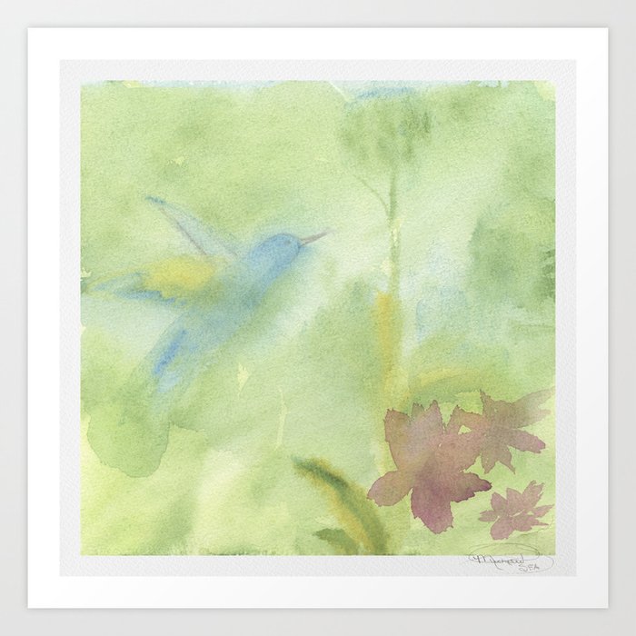 Hummingbird Selah - Sage Green Art Print