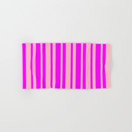 [ Thumbnail: Light Pink & Fuchsia Colored Striped/Lined Pattern Hand & Bath Towel ]