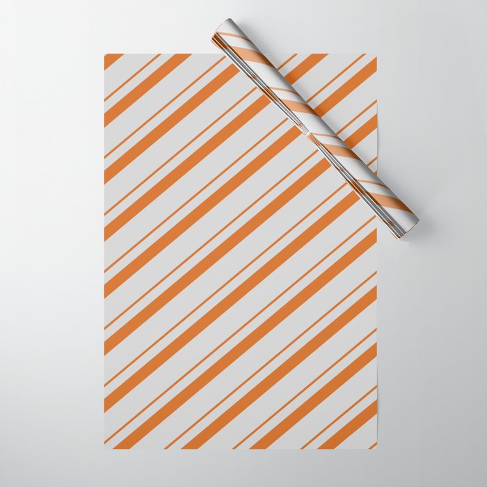 Chocolate & Light Grey Colored Striped Pattern Wrapping Paper