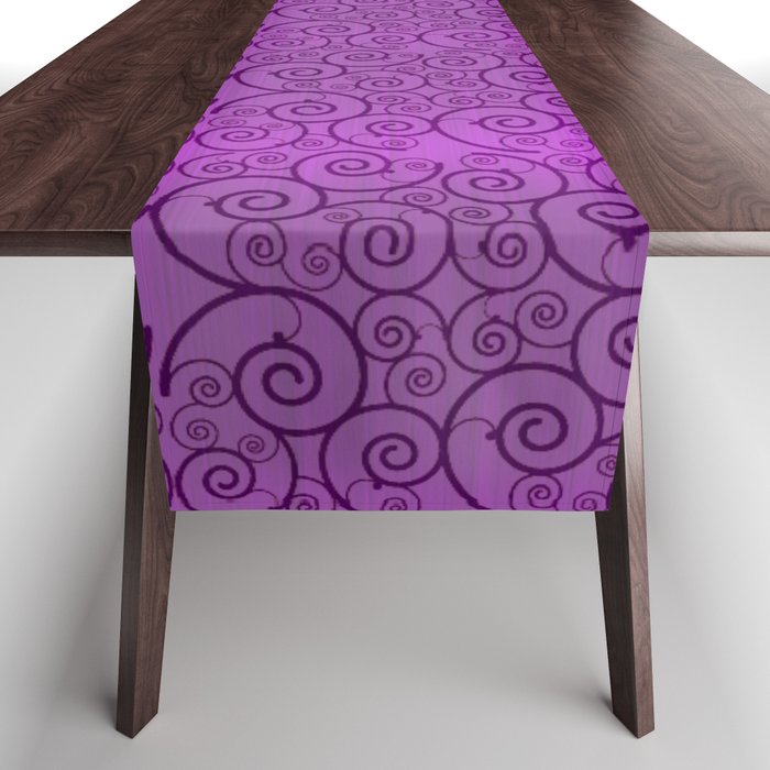 Purple Silk Metallic Damask Modern Collection Table Runner