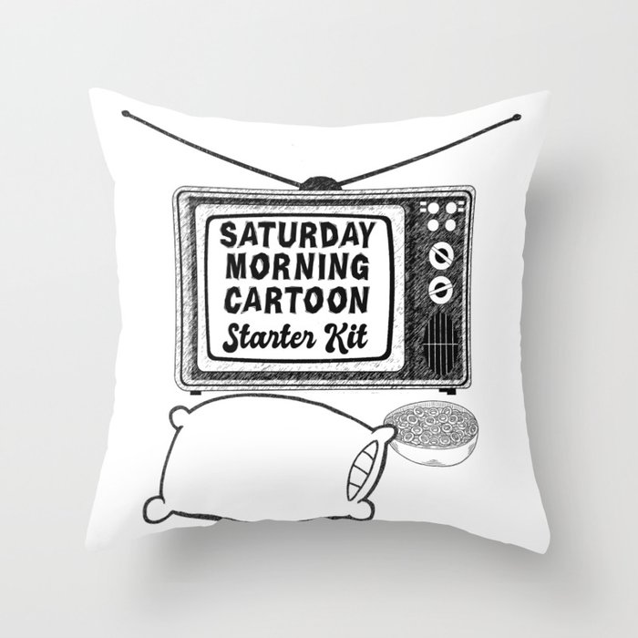 Saturday Morning Cartoon Starter Kit Throw Pillow
