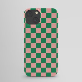 Checkerboard Mini Check Checkered Pattern Green and Pink iPhone Case