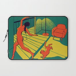 Dancing with the cat | Moody sunset light and shadows Aesthetic Green room Naked dance Femme Fatale  Laptop Sleeve