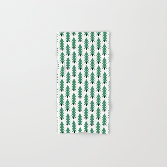 Christmas Tree forest holiday minimal decor festive winter trees green and white Hand & Bath Towel