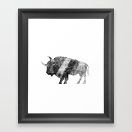 Bison - Black and White - Silhouette - Painted Framed Art Print